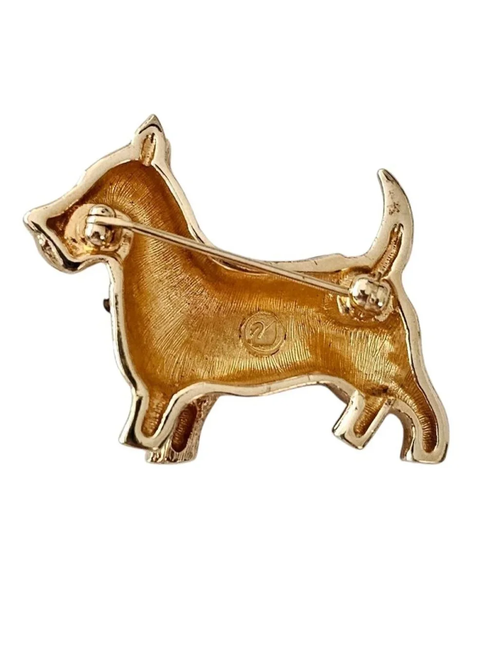 Swarovski Terrier Brooch, Black Enamel Clear Crystal Dog Pin Signed, J98